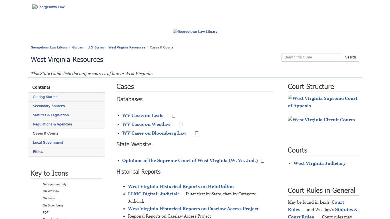 Cases & Courts - West Virginia Resources - Guides at Georgetown Law Library