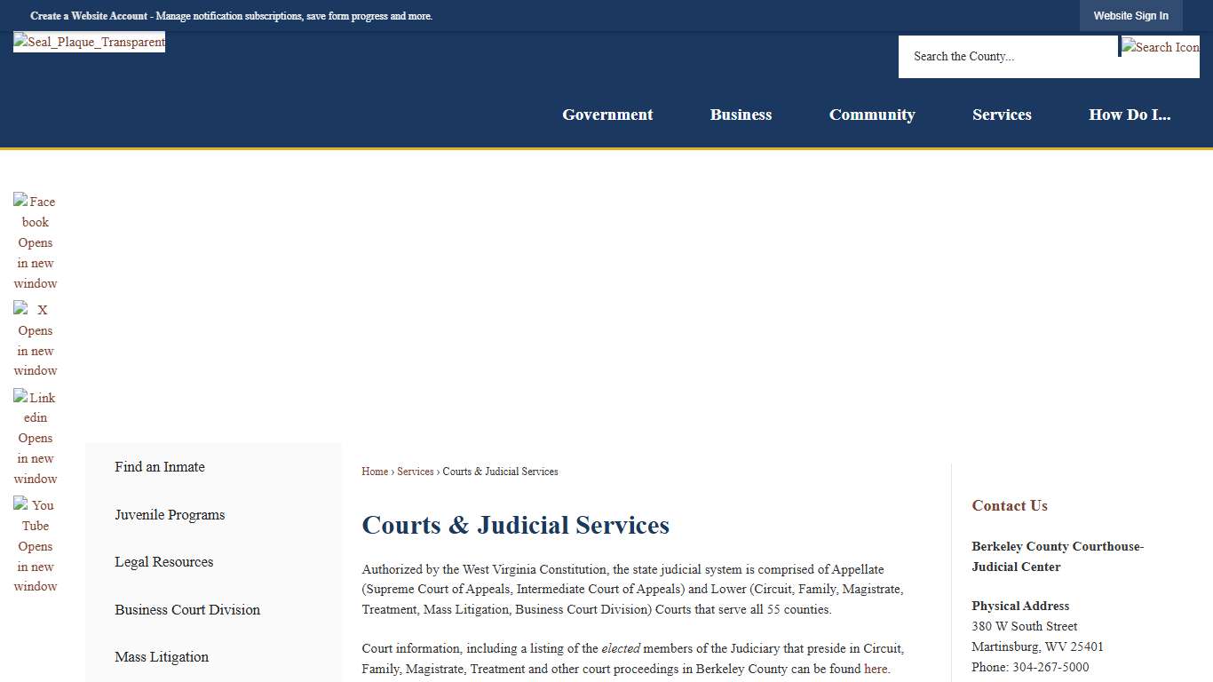 Courts & Judicial Services | Berkeley County, WV